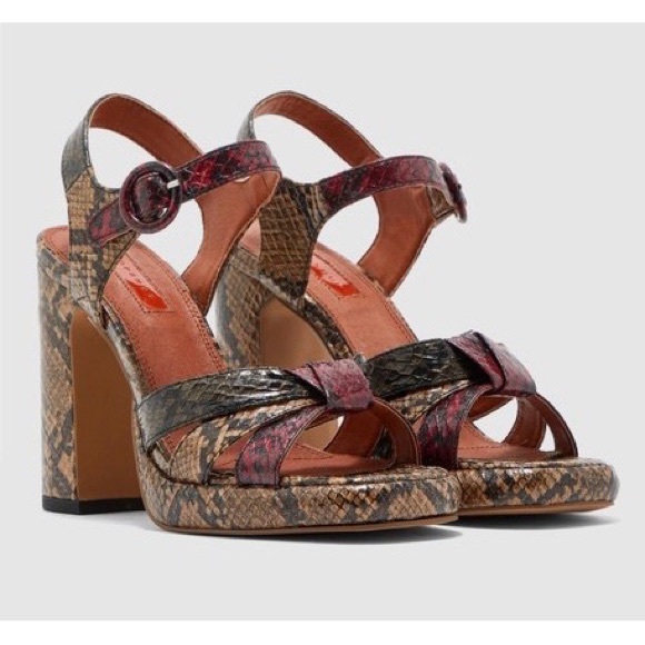 TopShop Snake Print Heeled Sandals - Picture 2 of 11